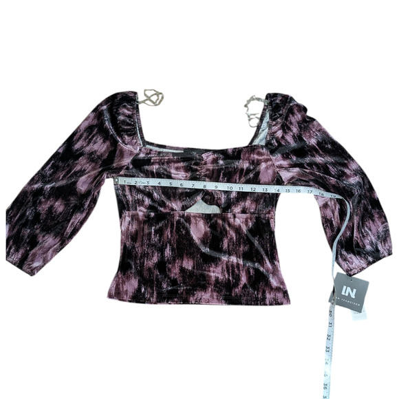 I.N. San Francisco - Soft Velour Women's Top-Multi Brown/Black/Mauve -Size Small - Picture 3 of 8
